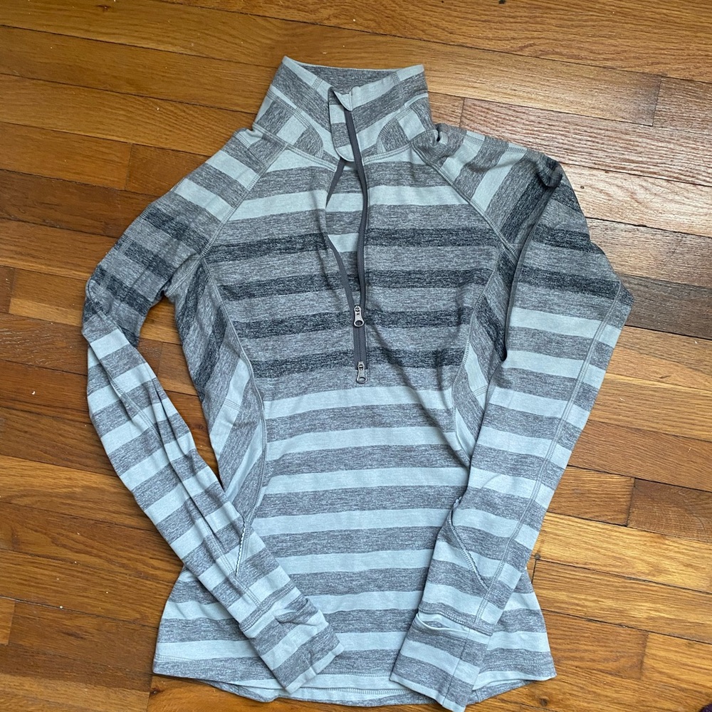 Gray Striped lululemon Quarter-Zip Pullover